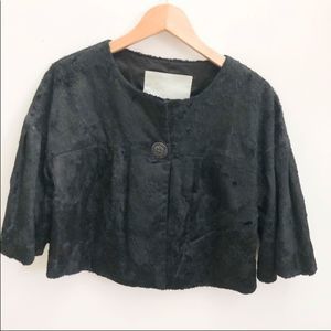 Anthro Beth Bowley Fur Short Sleeve Cropped Jacket